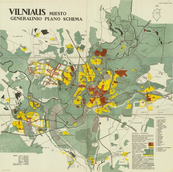 Mindaugo Pakalnio atsiųstas brėžinys/1981 m. Vilniaus miesto generalinio plano schema. Matyti, kiek Vilnius turėjo išsiplėsti į vakarus