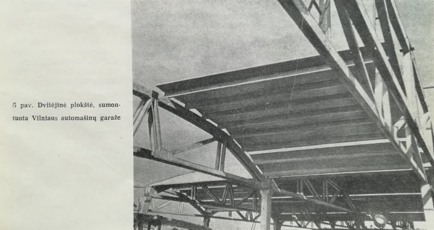 Ričardo Žičkaus archyvo nuotr. /Vilniaus autobusų parko angaro atramos 1963 m. statant parką, nuotrauka iš žurnalo „Statyba ir architektūra“