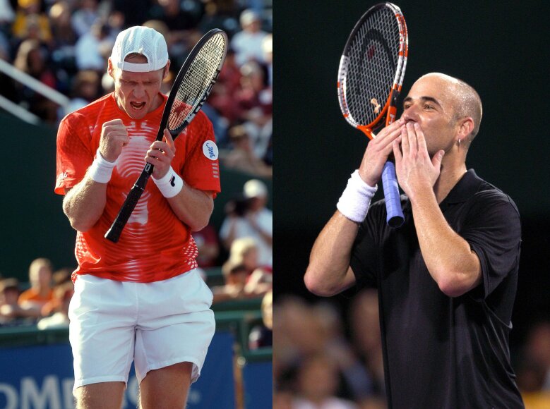 Vida Press nuotr./Raineris Schuttleris ir Andre Agassi