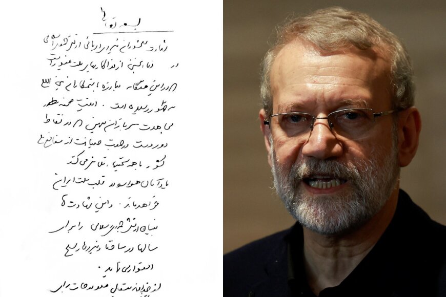 Reuters/Scanpix/X paskyra/Ali Larijani ir žinutė jo socialiniame tinkle