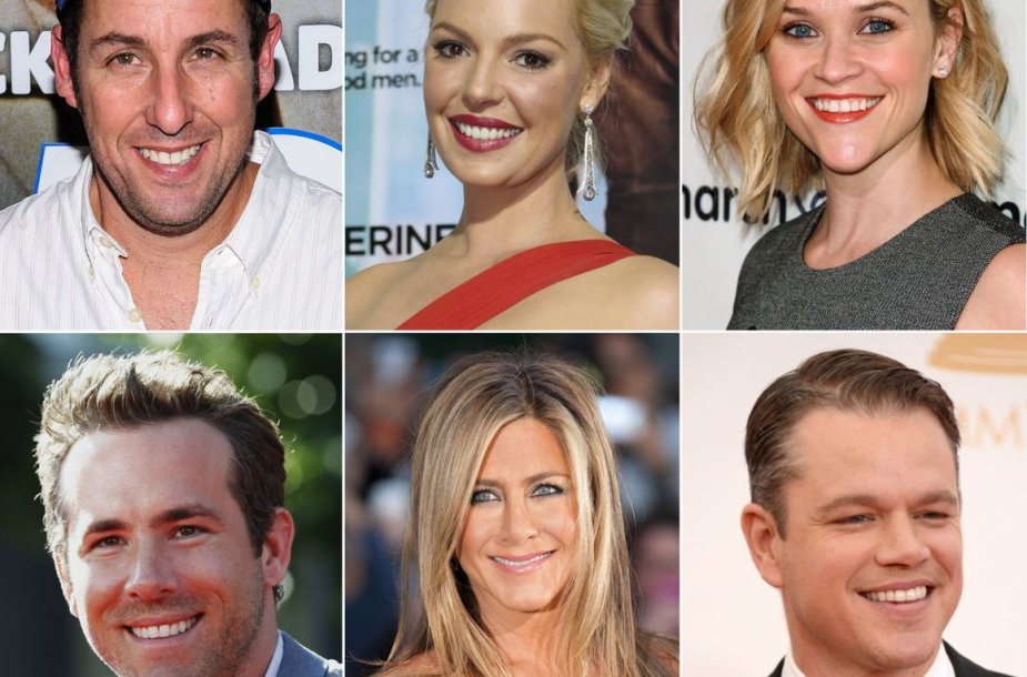 Adamas Sandleris, Katherine Heigl, Reese Witherspoon, Ryanas Reynoldsas, Jennifer Aniston ir Mattas Damonas