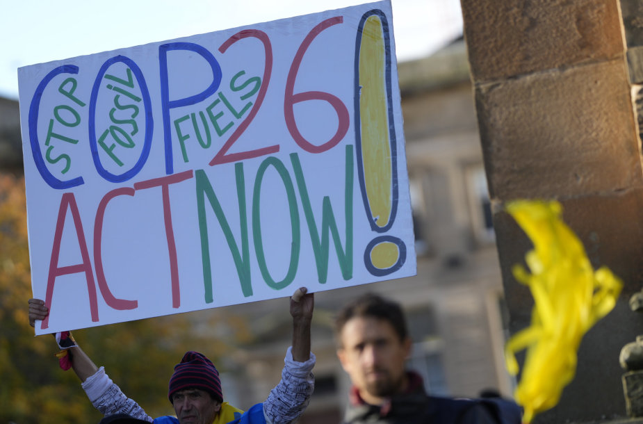 Protestas Glazge prieš artėjantį COP26 susitikimą