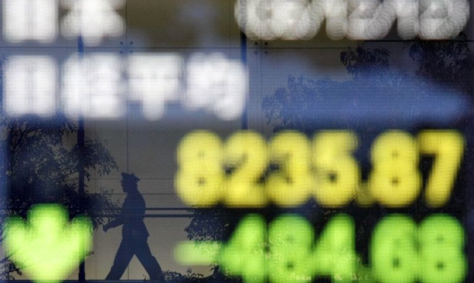 Japonijos "Nikkei" indeksas smuko 5,5 procentais.