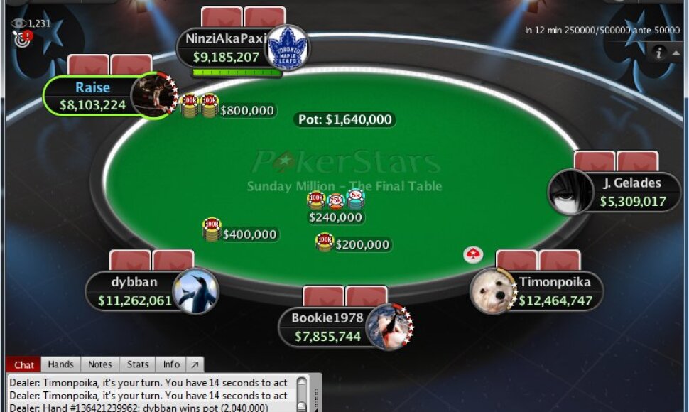 "Sunday Million" finalo akimirka