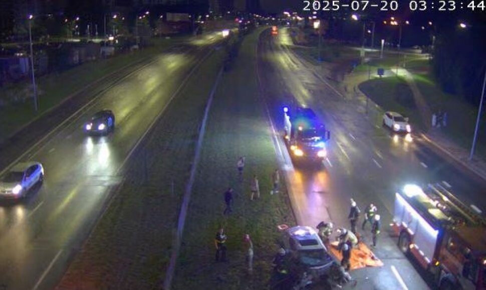&bdquo;Infiniti&ldquo; rėžėsi į &Scaron;e&scaron;kinės viaduko koloną