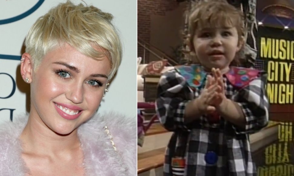 Miley Cyrus dabar ir būdama dvejų metukų