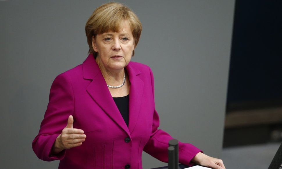 Angela Merkel Vokietijos parlamento rūmuose