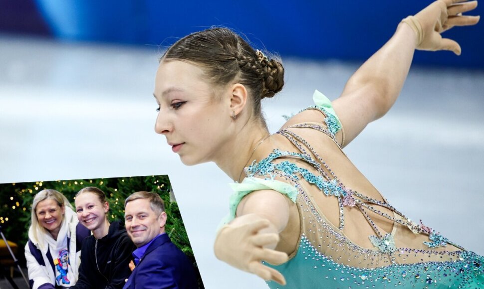 Meda Variakojytė ir treneriai Raimo Reinsalu bei Olga Kovalkova