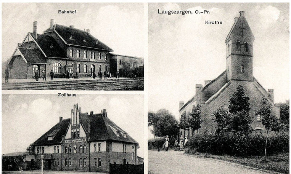 Apie 1910 m. atvirukas su Lauksargių geležinkelio stotimi, muitine ir bažnyčia