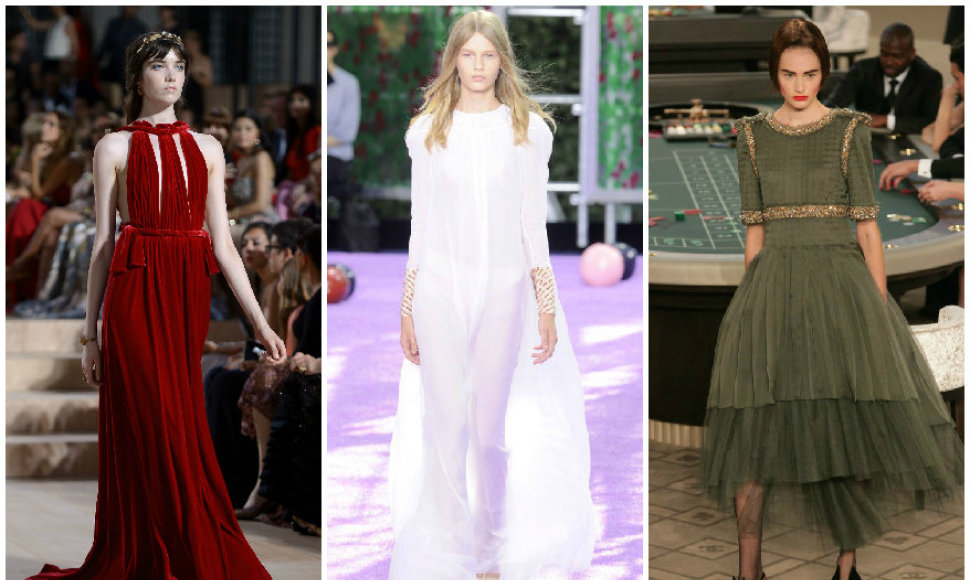 „Valentino“, „Dior“ ir „Chanel“ aukštosios mados kolekcijų modeliai