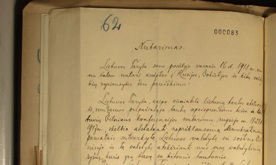 Berlyne rastas Vasario 16-osio akto originalas lietuvių kalba