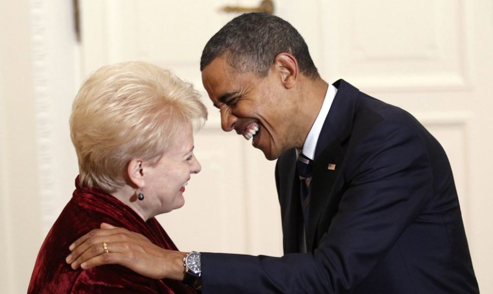 Dalia Grybauskaitė su Baracku Obama 2011 metais Varšuvoje