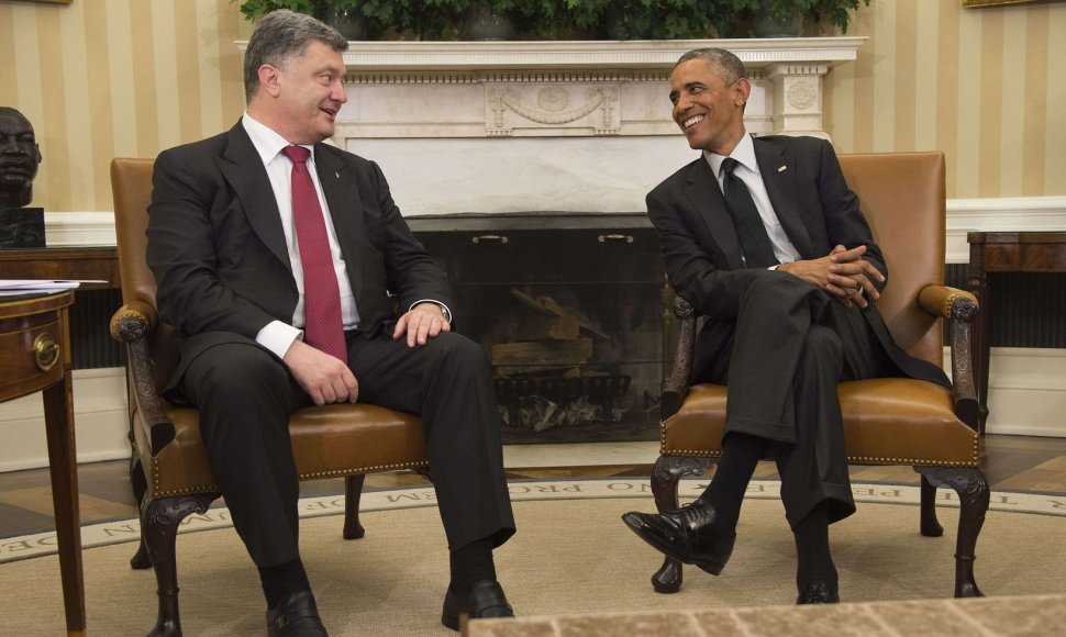 Ukrainos prezidentas Petro Porošenka ir JAV prezidentas Barackas Obama 