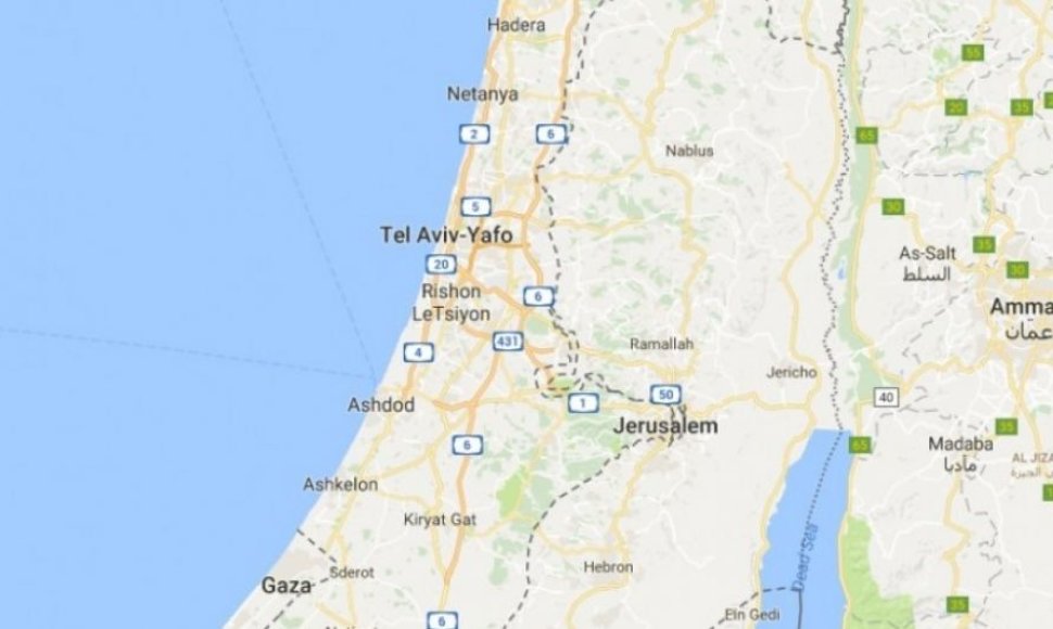 „Google Maps“ kaltinama ištrynusi Palestinos pavadinimą iš žemėlapių