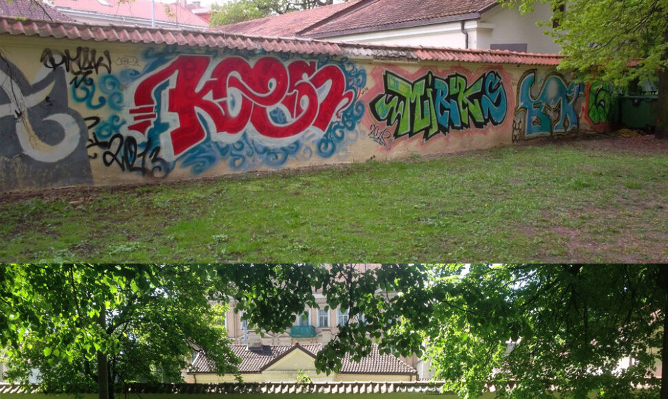 Siena B. Radvilaitės g. prieš ir po valymo