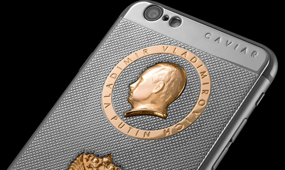 „Caviar“ apdirbtas „iPhone 6s“ telefonas su auksine Vladimiro Putino galva