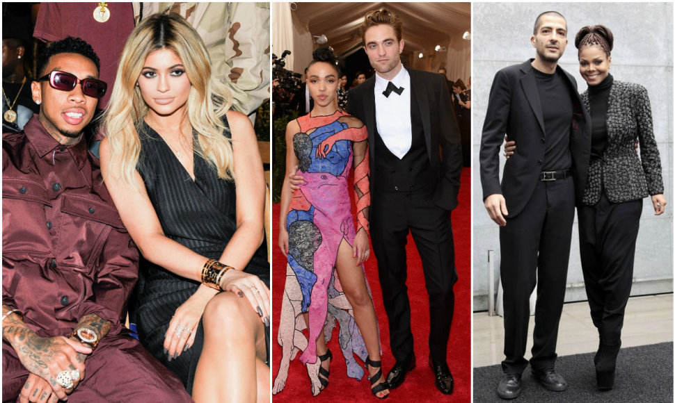 Kylie Jenner ir Tyga, Robertas Pattinsonas ir FKA Twigs bei Janet Jackson ir Wissamas Al Mana