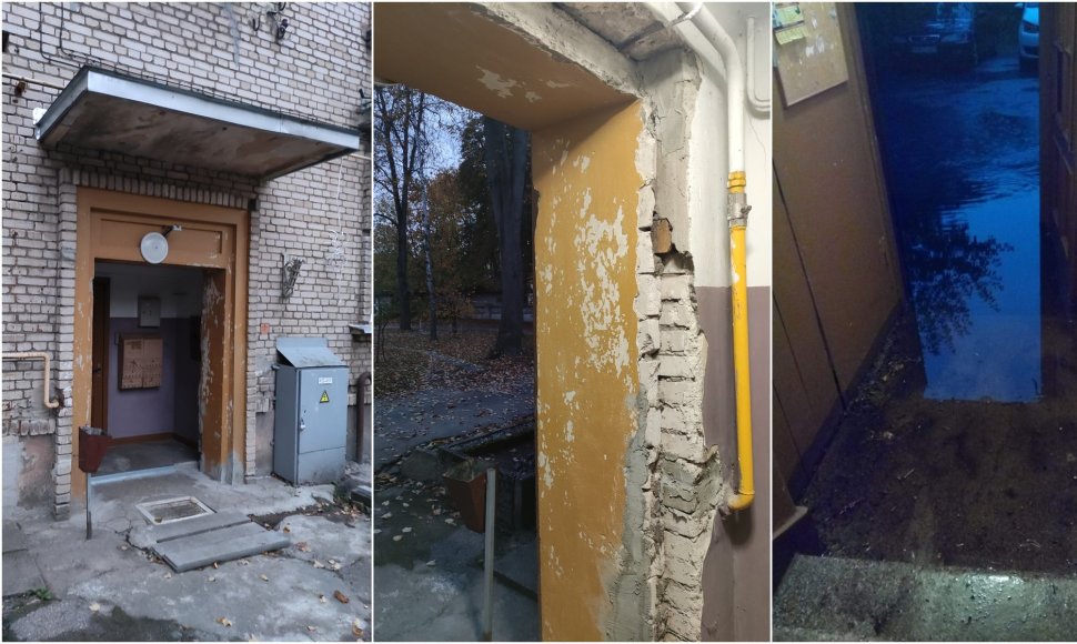 Armatūrininkų gatvės Kaune daugiabutis liko be laiptinės durų