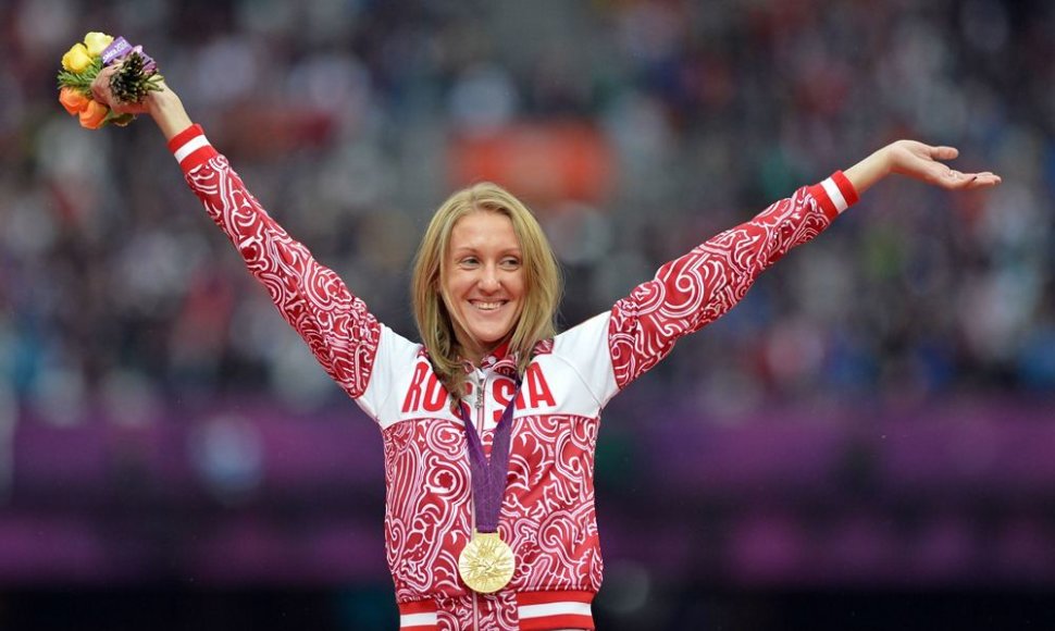 Rusijos lengvaatletė Yuliya Zaripova laimėjo aukso medalį 3000 m bėgime su kliūtimis