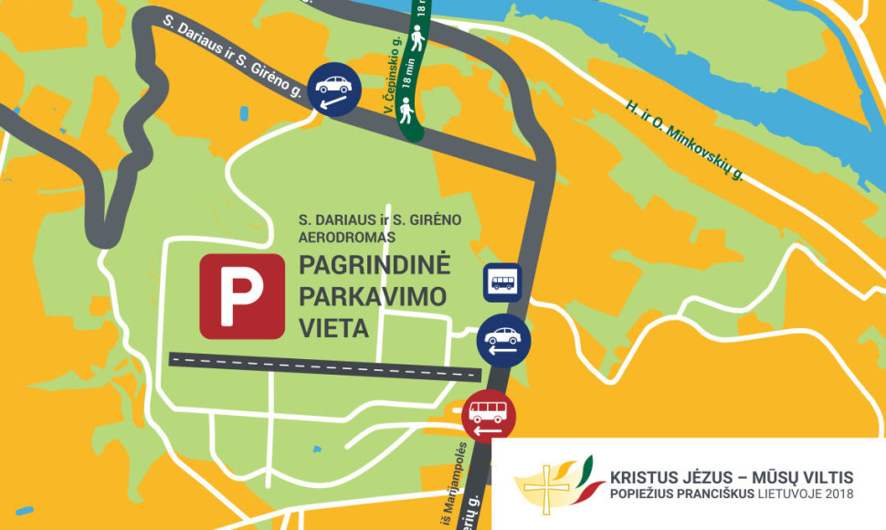 Popiežius Pranciškus Kaune, parkavimo vieta prie Santakos parko