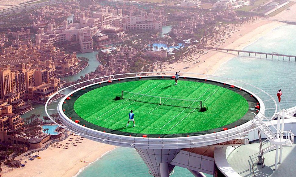 Aukščiausias pasaulyje teniso kortas yra įrengtas Dubajuje