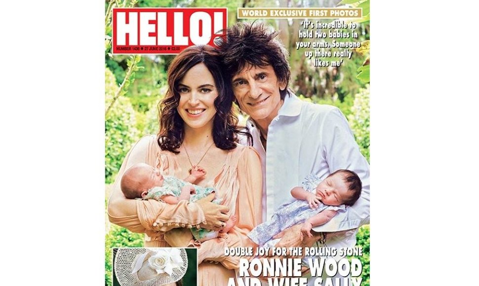 Ronnie Woodas su žmona Sally ir dukterimis Gracie Jane bei Alice Rose