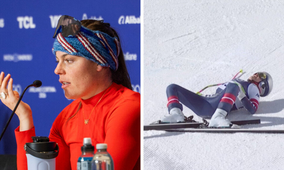 Breezy Johnson ir trauma patyrusi Lindsey Vonn
