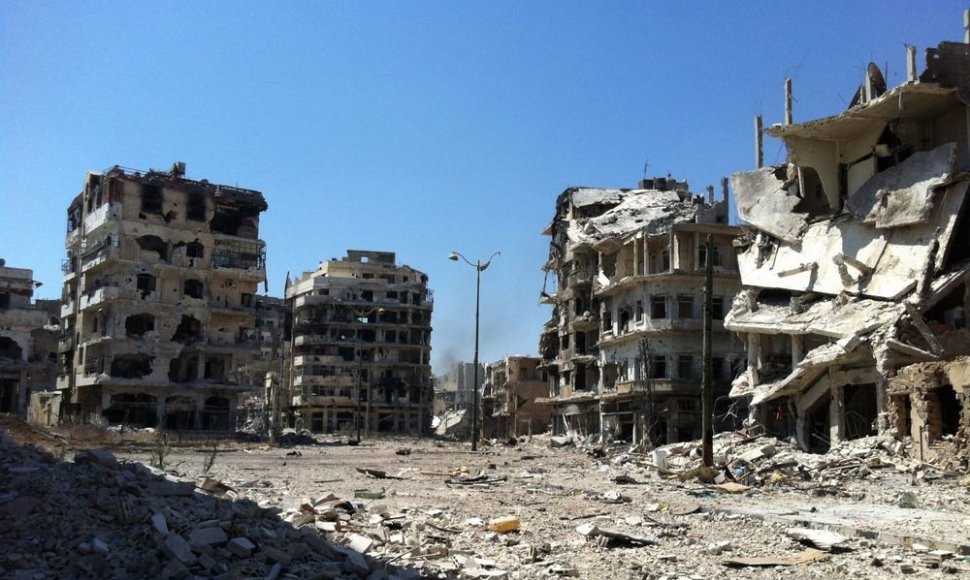 Sirijoje per atakas sugriauti pastatai