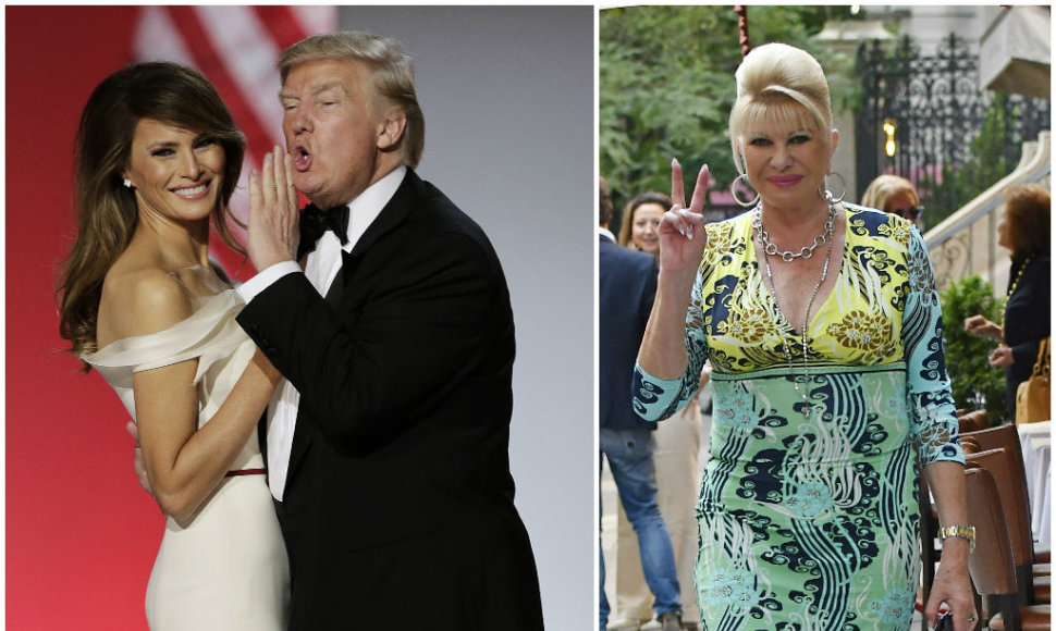 Donaldas Trumpas su žmona Melania ir buvusi jo žmona Ivana