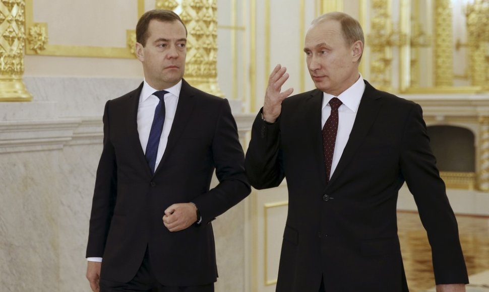 Dmitrijus Medvedevas ir Vladimiras Putinas