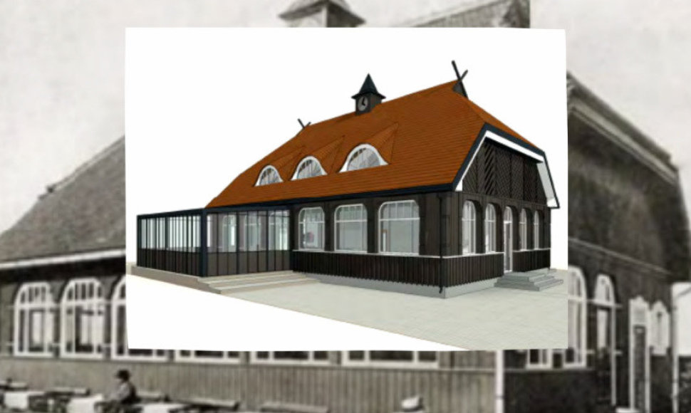 Originalusis restoranas „Strandhalle“ ant jūrinio kopagūbrio buvo pastatytas 1914 m., o sugriautas per Antrąjį pasaulinį karą.