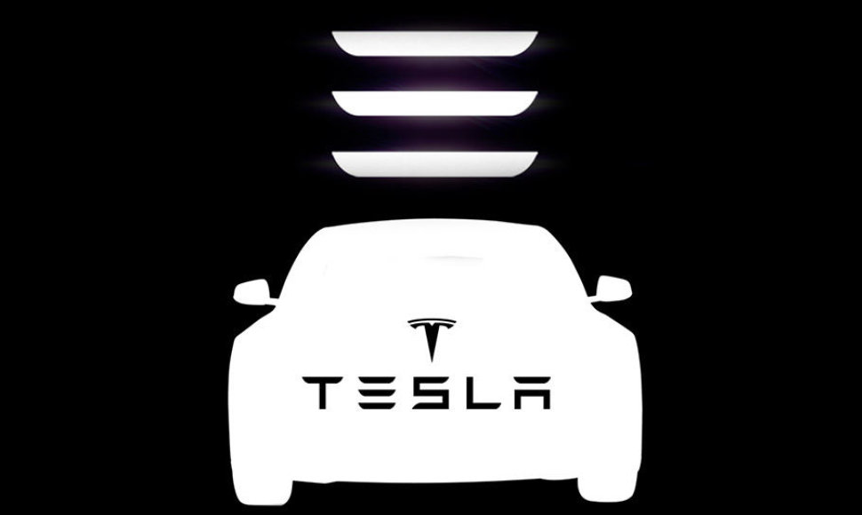 „Tesla Model 3“ logotipas (apkaltintas plagiatu)
