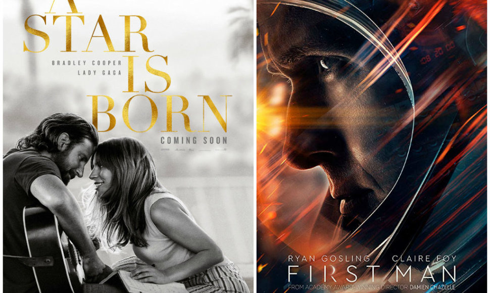 Filmų „Gimė žvaigždė“ ir „Pirmasis žmogus“ afišos