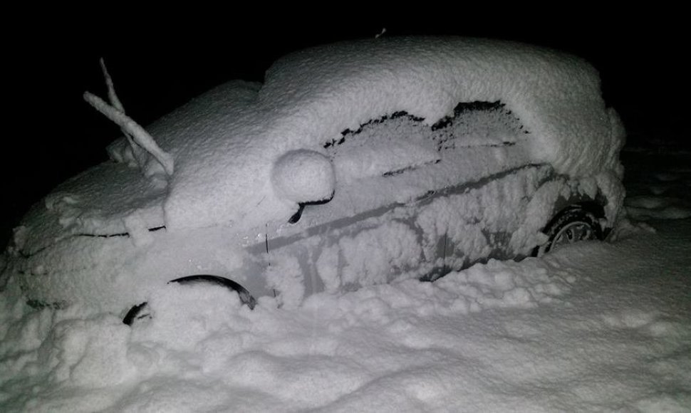 Plungės rajono gyventojai savo mašinas vadavo iš sniego.