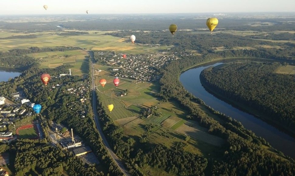 Žvilgsnis į Birštoną iš oro baliono