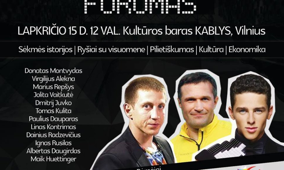 Konferencijos jauniems žmonėms „Jaunųjų lyderių forumas“ plakatas