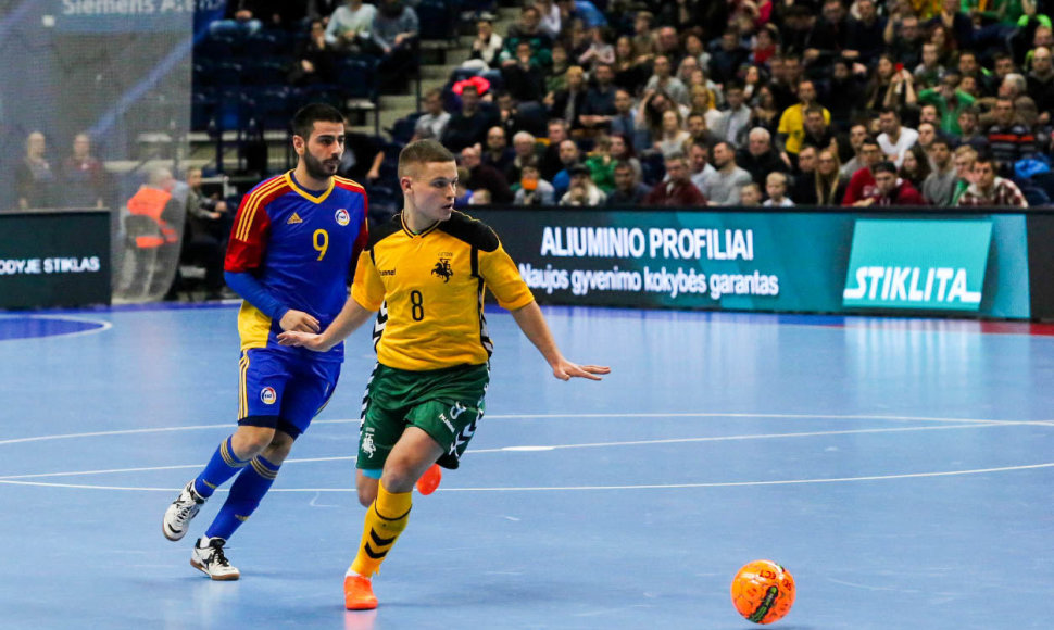 Salės futbolo varžybos tarp Lietuvos ir Andoros komandų