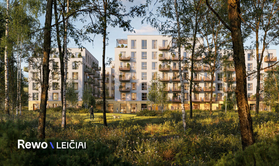 &bdquo;REWO Leičiai&ldquo; butai &scaron;alia parko