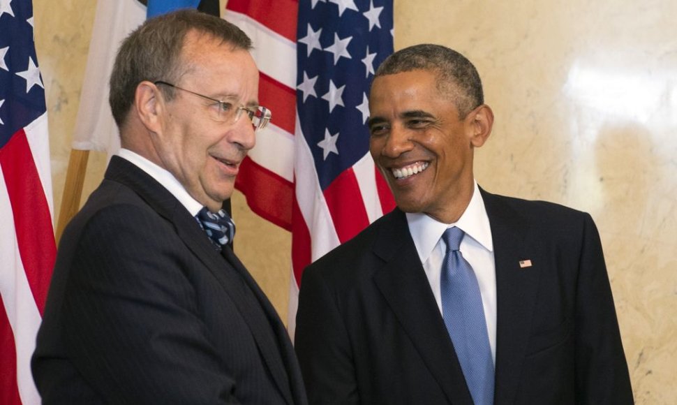 Estijos prezidentas Toomas Hendrickas Ilvesas ir JAV prezidentas Barackas Obama