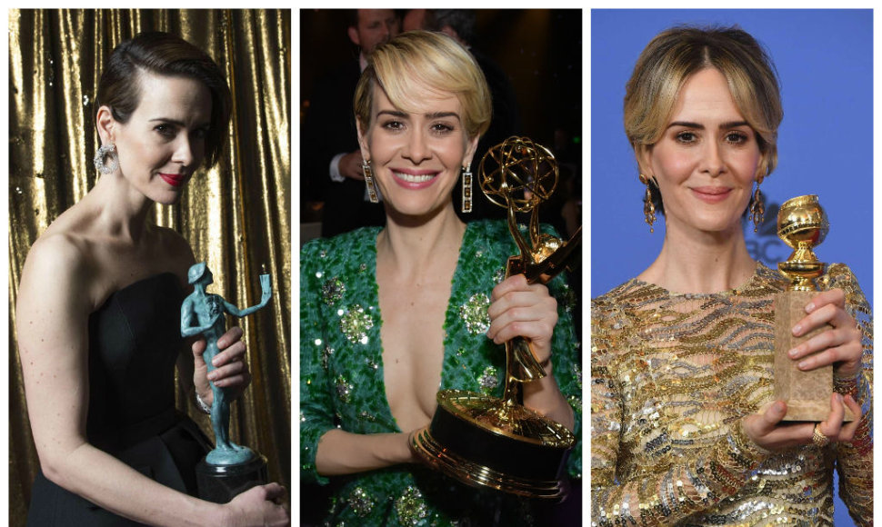 Sarah Paulson triumfavo Aktorių gildijos, „Emmy“, „Auksinių gaublių“ ir kituose apdovanojimuose