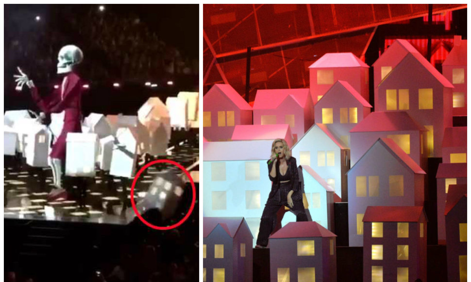 Per Katy Perry šou Britų muzikos apdovanojimuose jos šokėjas nukrito nuo scenos