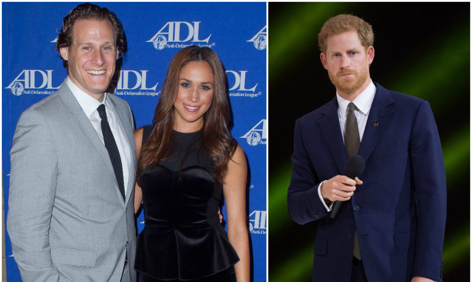 Meghan Markle su buvusiu vyru Trevoru Engelsonu (2011 m.) ir princas Harry