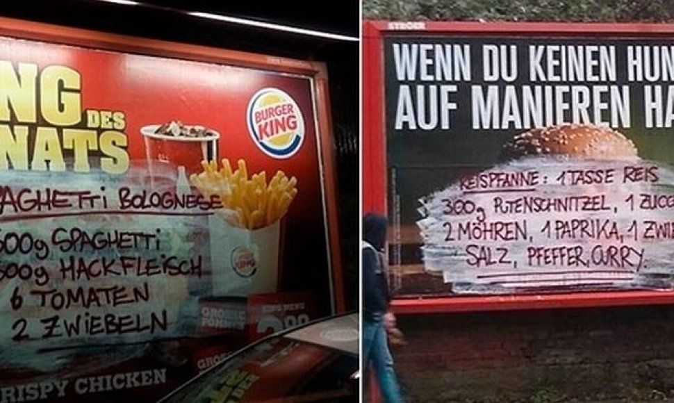 Vokiškojo „brandalizmo“ atvejai: ant greito maisto reklamų kiti receptai