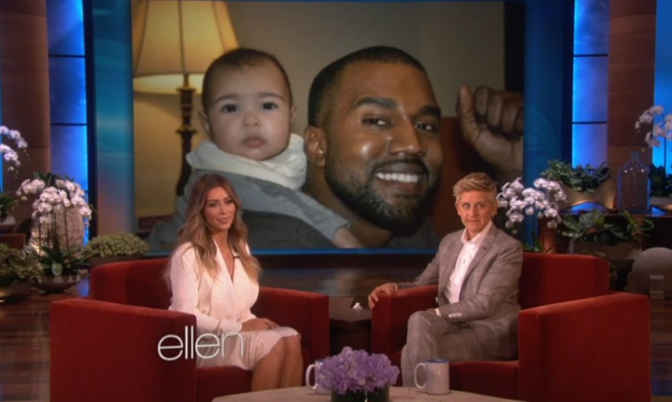 Kim Kardashian Ellen DeGeneres laidoje parodė naujas dukrelės North nuotraukas