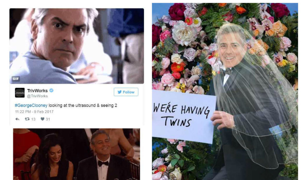Žinią apie George'o Clooney dvynukus internautai pasitiko su šmaikščiais memais