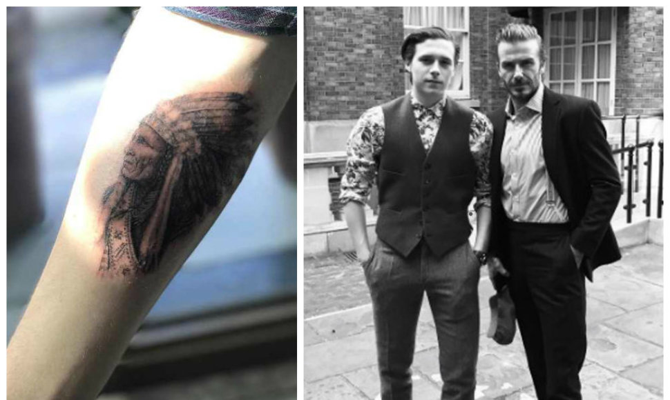 Davido Beckhamo sūnus Brooklynas pasidarė pirmąją tatuiruotę