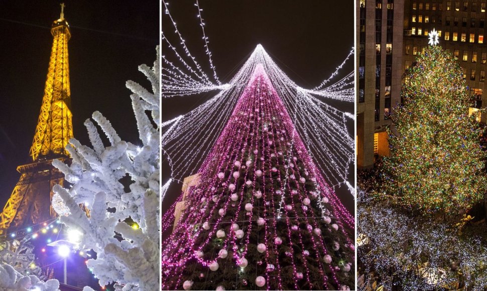 Gražiausiai Kalėdoms pasipuošę miestai - Paryžius, Vilnius, Niujorkas