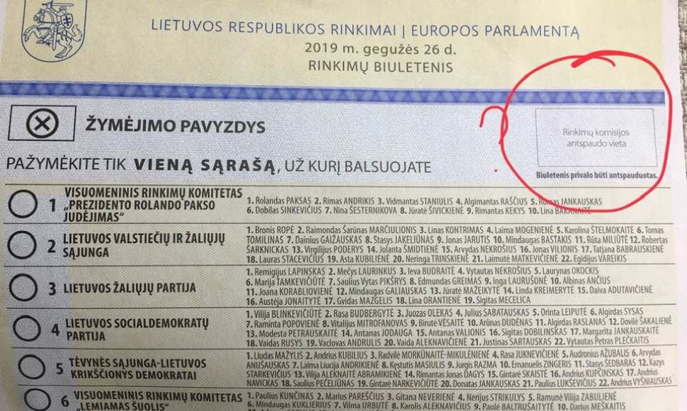 Eglijos Vaitkevičes balsavimo biuletenis