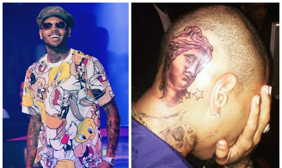 Chrisas Brownas ant galvos pasidarė tatuiruotę