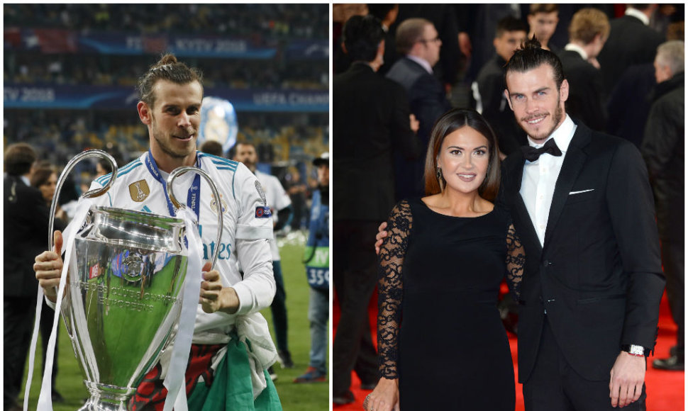 Garethas Bale'as su UEFA čempionų lygos taure ir mylimąja Emma Rhys-Jones